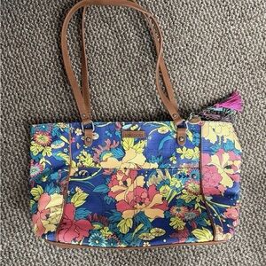 Sakroots Vibrant Floral Tote - Blue and Yellow